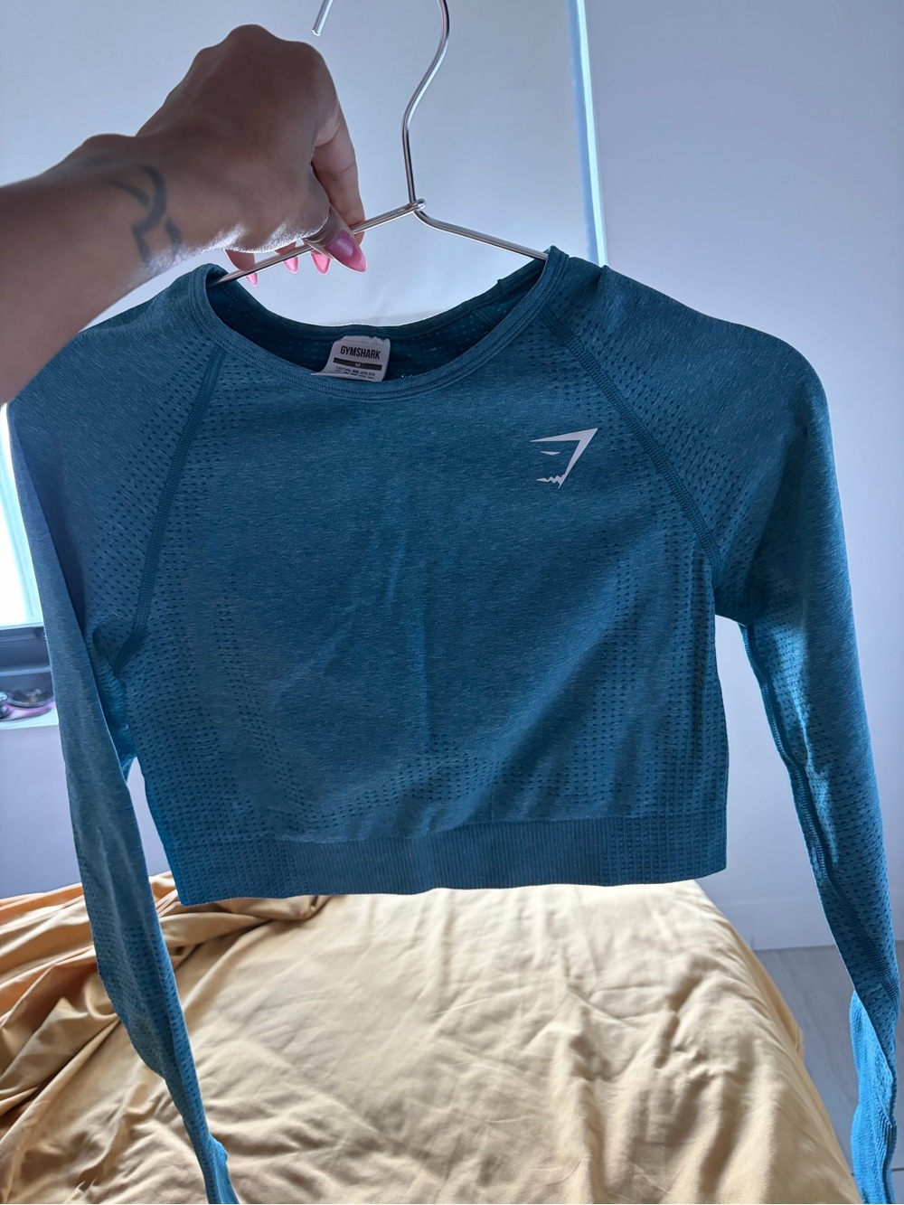 Gymshark Teal Seamless Long Sleeve Crop Top